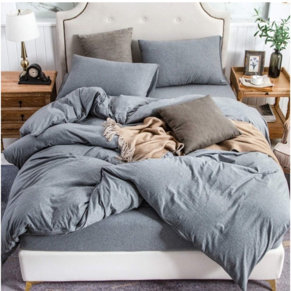 PURE ERA Jersey Knit Duvet Cover Set 100% T-Shirt Cotton Super Soft Comfy 3pc Be